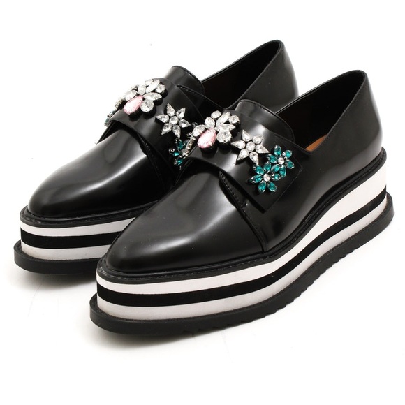 New Zara Trafaluc Bejeweled Platform black Shoes - Picture 8 of 14